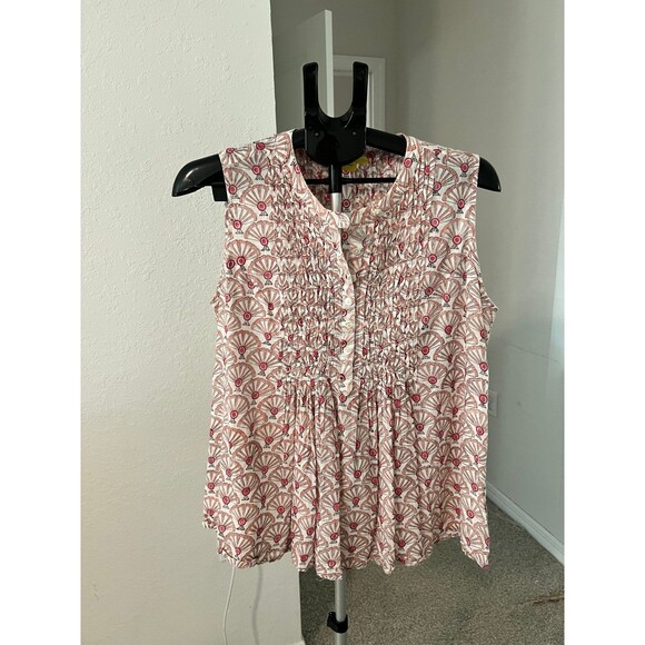 Roberta Roller Rabbit Sleeveless Abstract Art Blouse 100% Cotton Size Large - Picture 1 of 9